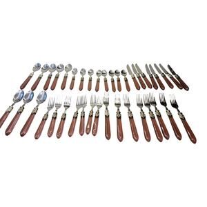 Murval Paris 39pc Flatware Set Purple Acrylic Stainless Steel Art Nouveau